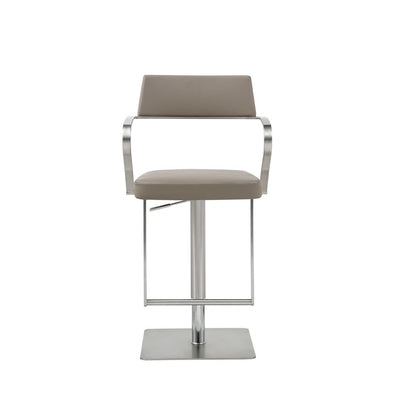 Taupe And Silver Faux Leather And Steel Bar Chair HomeRoots