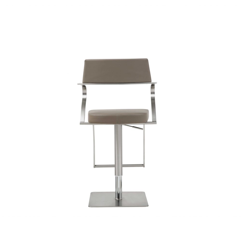 Taupe And Silver Faux Leather And Steel Bar Chair HomeRoots