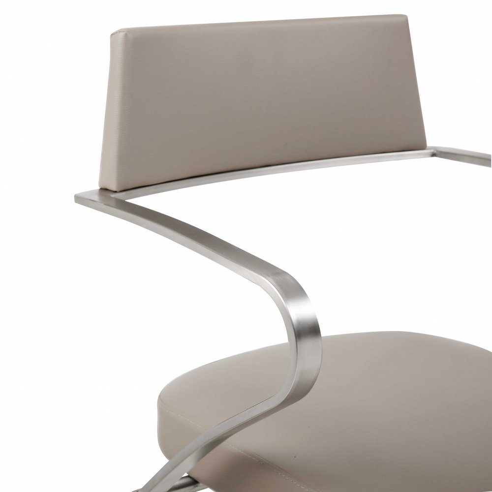 Taupe And Silver Faux Leather And Steel Bar Chair HomeRoots