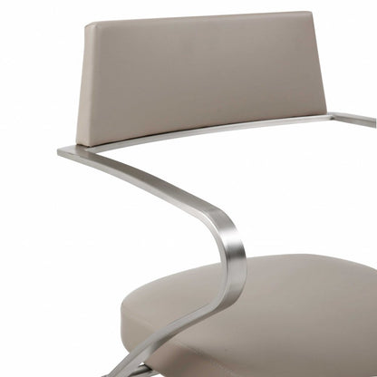 Taupe And Silver Faux Leather And Steel Bar Chair HomeRoots