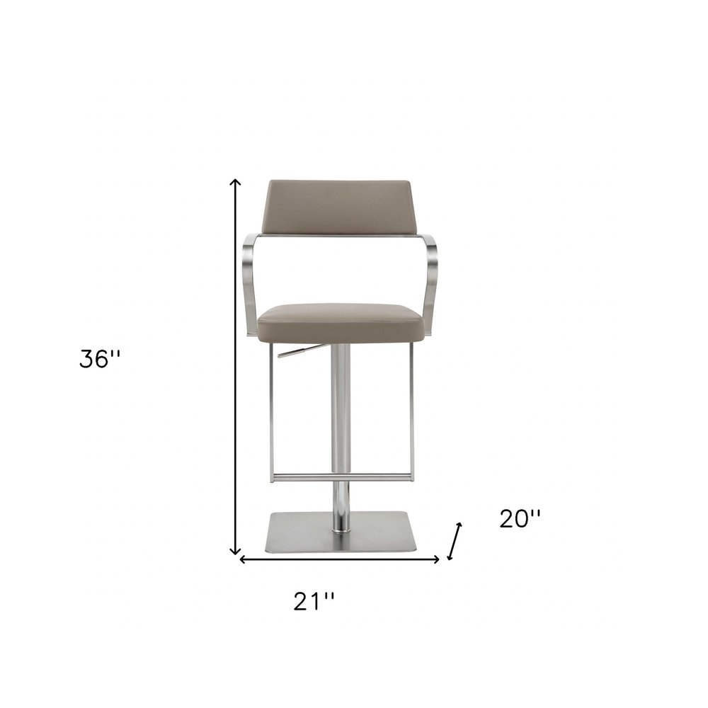 Taupe And Silver Faux Leather And Steel Bar Chair HomeRoots