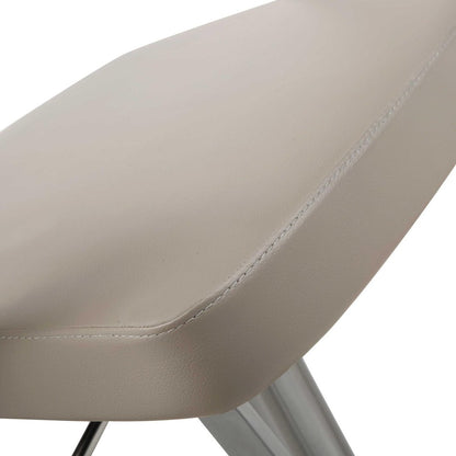 White And Silver Faux Leather And Steel Bar Chair HomeRoots