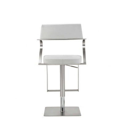 White And Silver Faux Leather And Steel Bar Chair HomeRoots