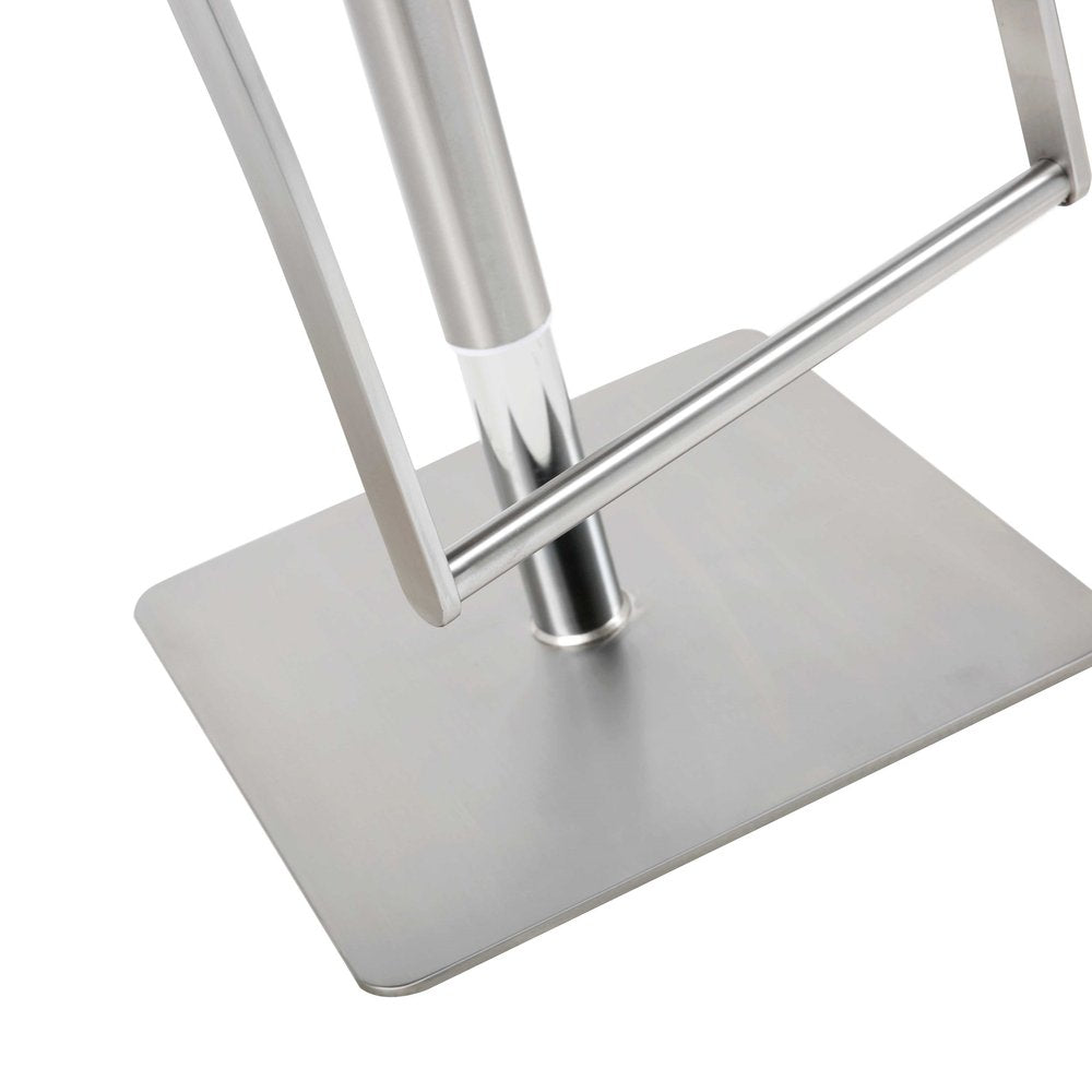 White And Silver Faux Leather And Steel Bar Chair HomeRoots