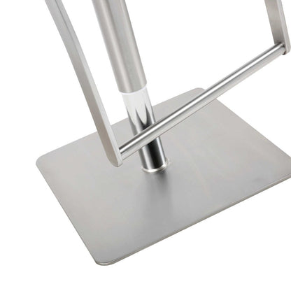 White And Silver Faux Leather And Steel Bar Chair HomeRoots