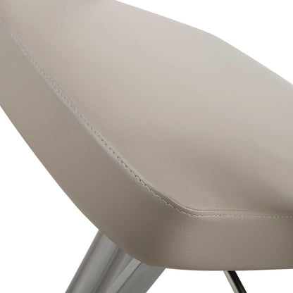 White And Silver Faux Leather And Steel Bar Chair HomeRoots