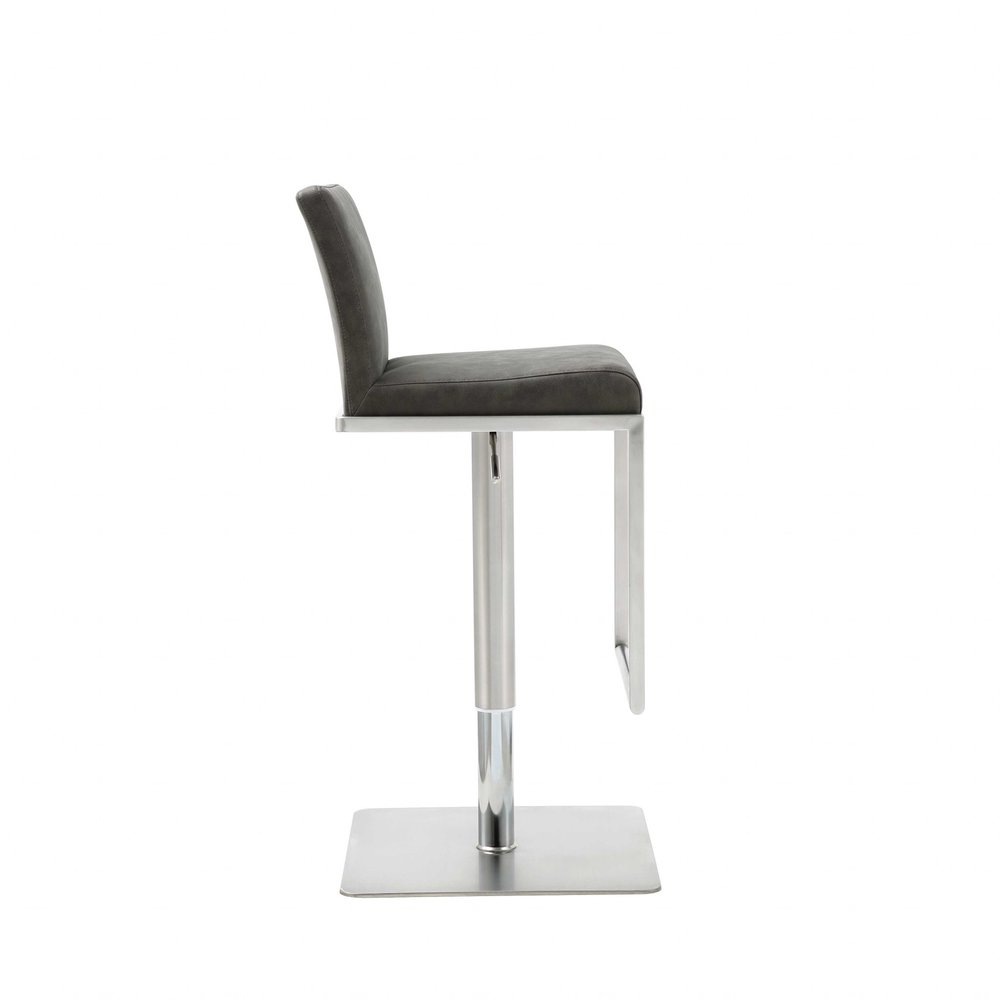 Gray And Silver Faux Leather And Steel Bar Chair — view 3