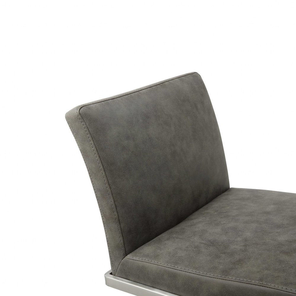 Gray And Silver Faux Leather And Steel Bar Chair — view 5