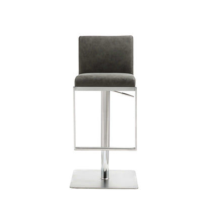 20 " Gray And Silver Stainless Steel Bar Chair