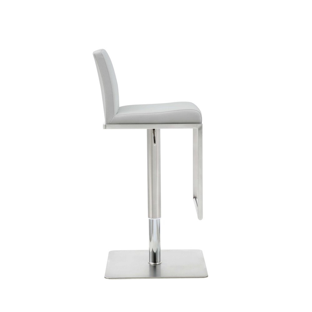 White And Silver Faux Leather And Steel Bar Chair HomeRoots