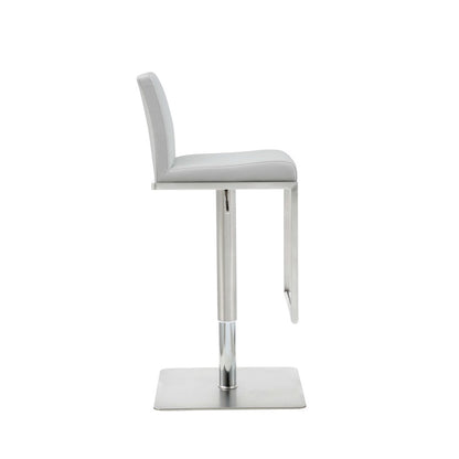 White And Silver Faux Leather And Steel Bar Chair HomeRoots