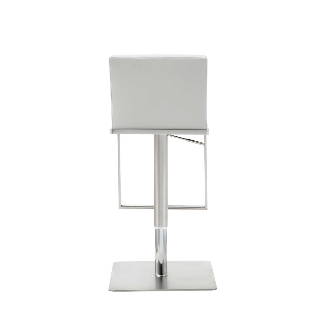 White And Silver Faux Leather And Steel Bar Chair HomeRoots