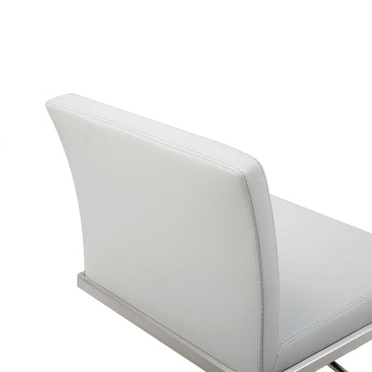 White And Silver Faux Leather And Steel Bar Chair HomeRoots