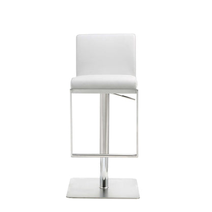 White And Silver Faux Leather And Steel Bar Chair HomeRoots