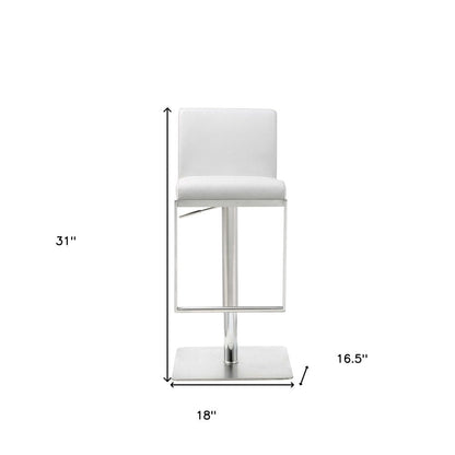 White And Silver Faux Leather And Steel Bar Chair HomeRoots