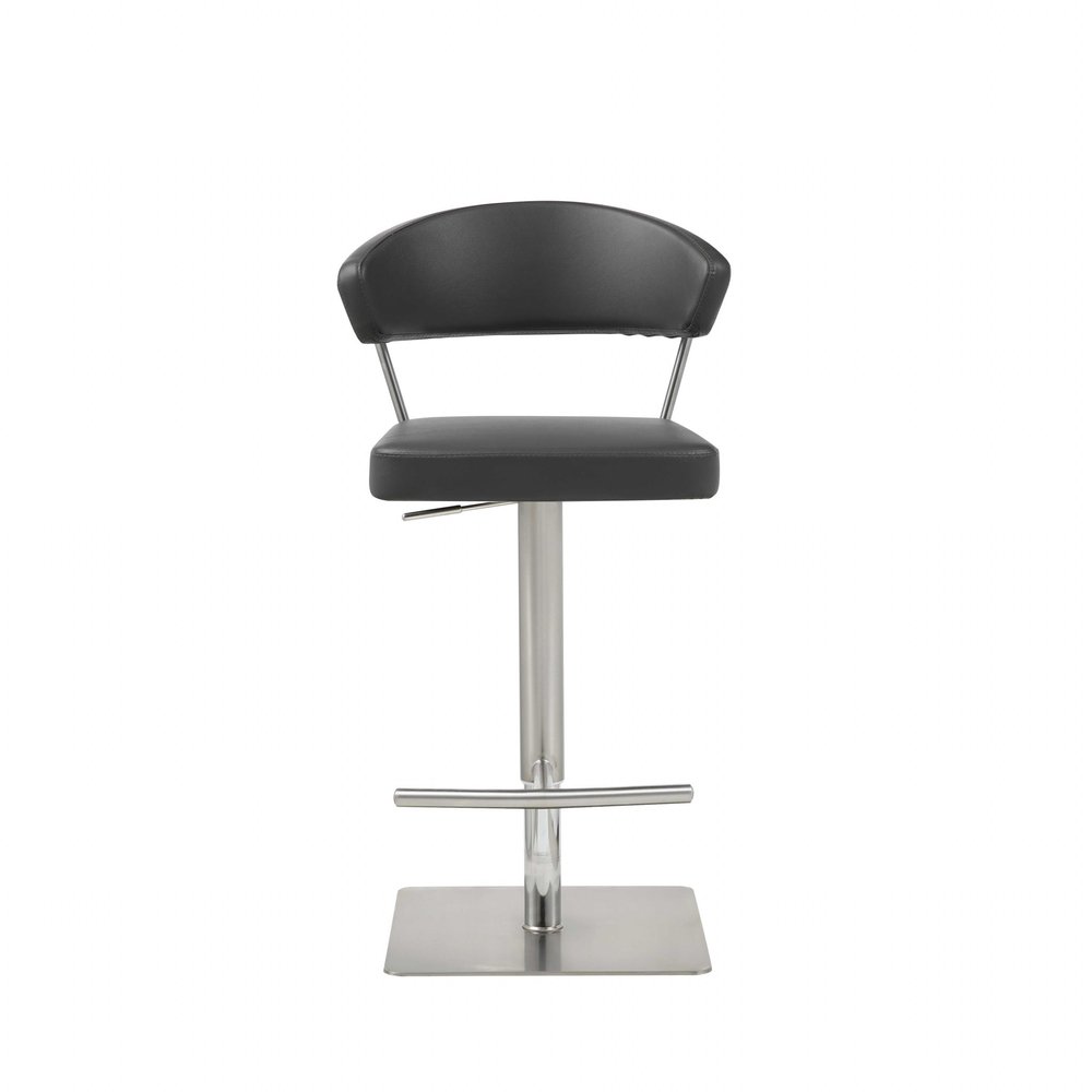 Black And Silver Faux Leather And Steel Bar Chair HomeRoots