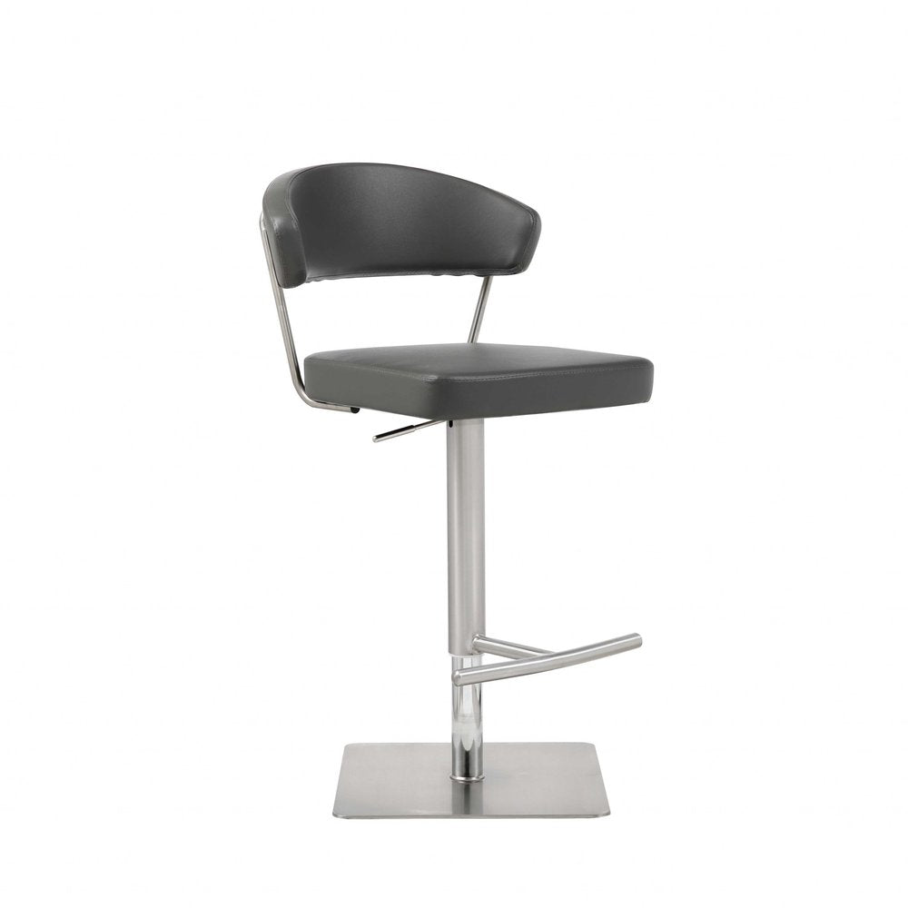 Black And Silver Faux Leather And Steel Bar Chair HomeRoots