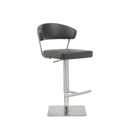 Black And Silver Faux Leather And Steel Bar Chair HomeRoots