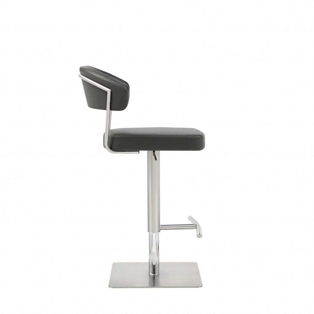Black And Silver Faux Leather And Steel Bar Chair HomeRoots