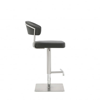 Black And Silver Faux Leather And Steel Bar Chair HomeRoots