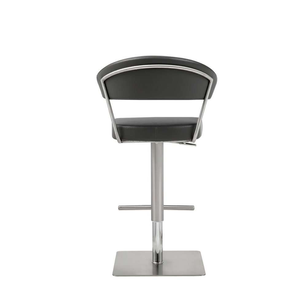 Black And Silver Faux Leather And Steel Bar Chair HomeRoots