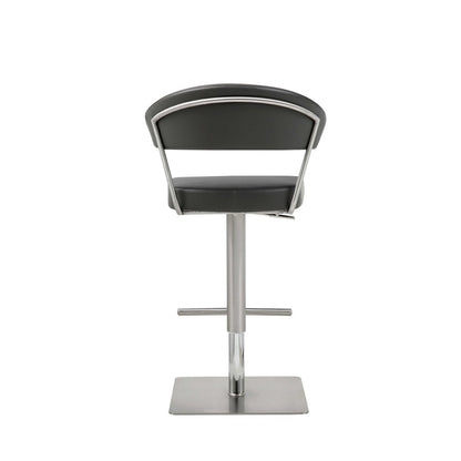 Black And Silver Faux Leather And Steel Bar Chair HomeRoots