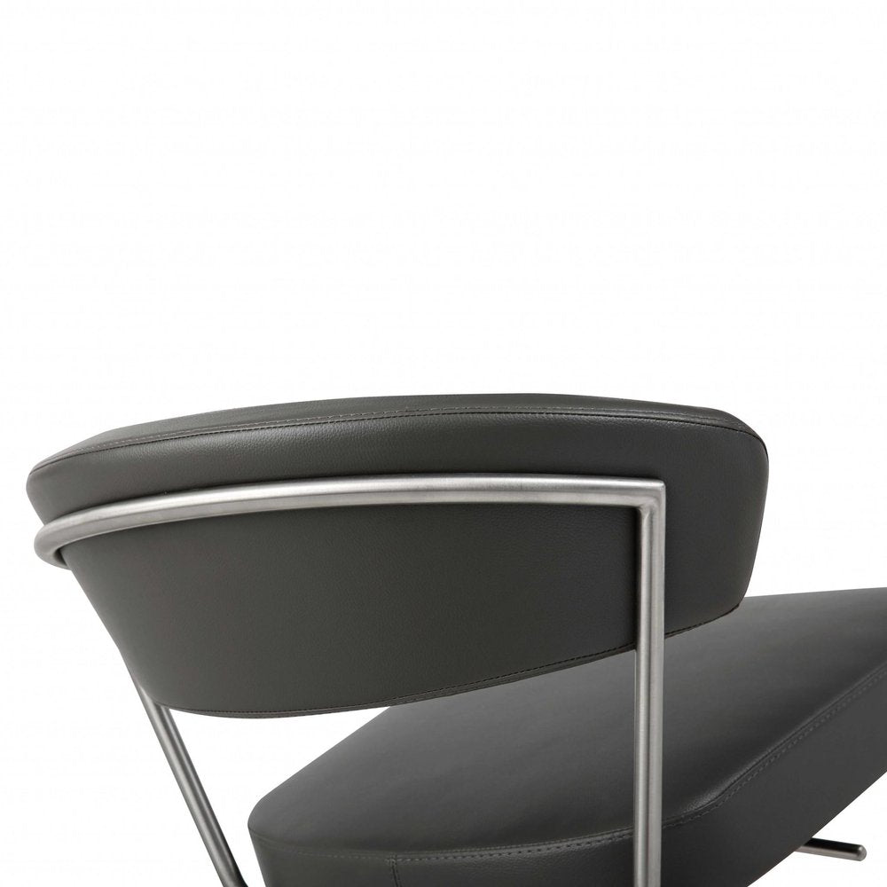 Black And Silver Faux Leather And Steel Bar Chair HomeRoots