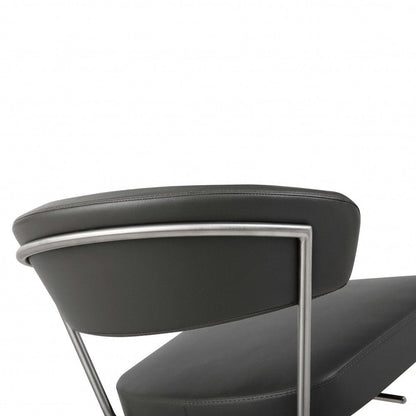 Black And Silver Faux Leather And Steel Bar Chair HomeRoots