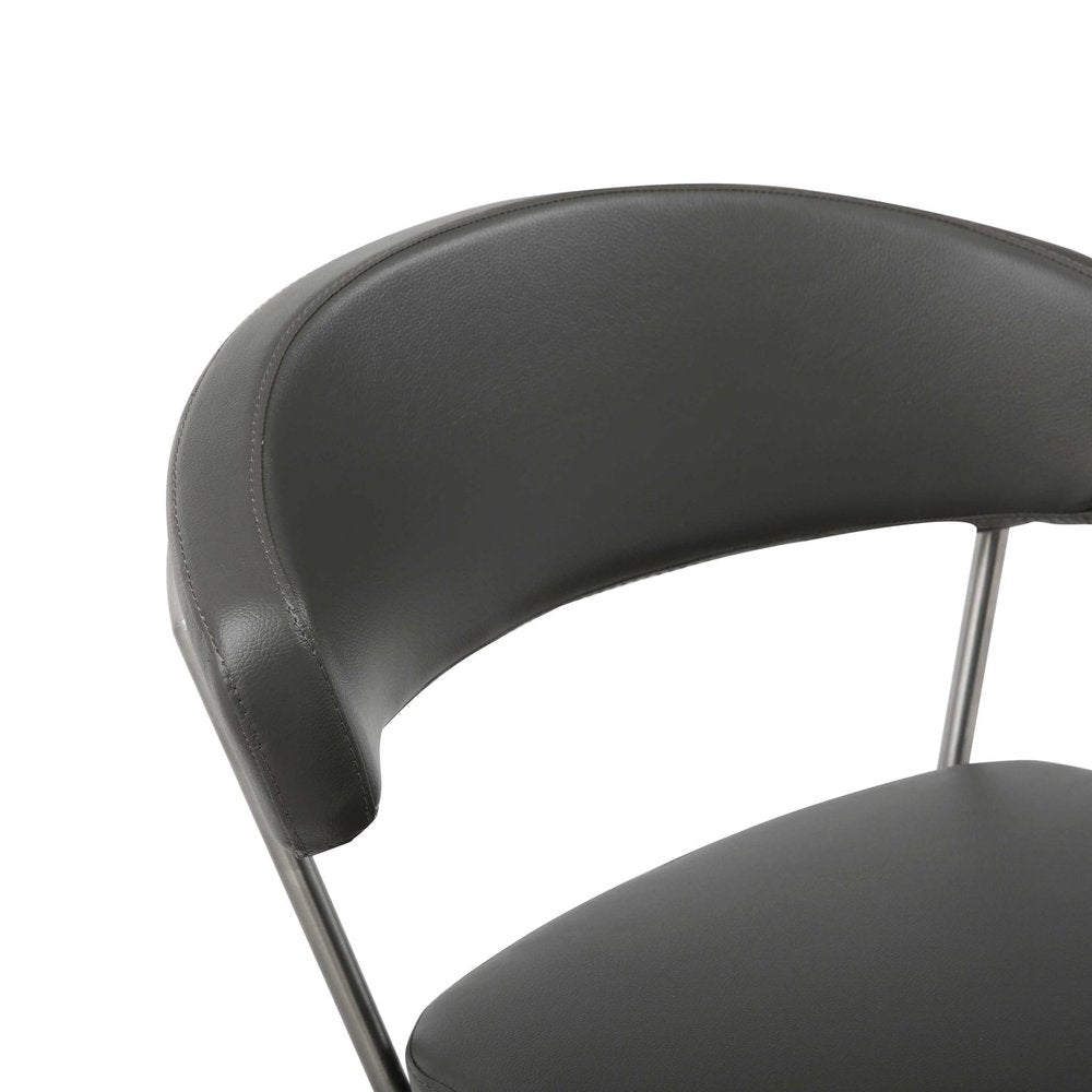 Black And Silver Faux Leather And Steel Bar Chair HomeRoots