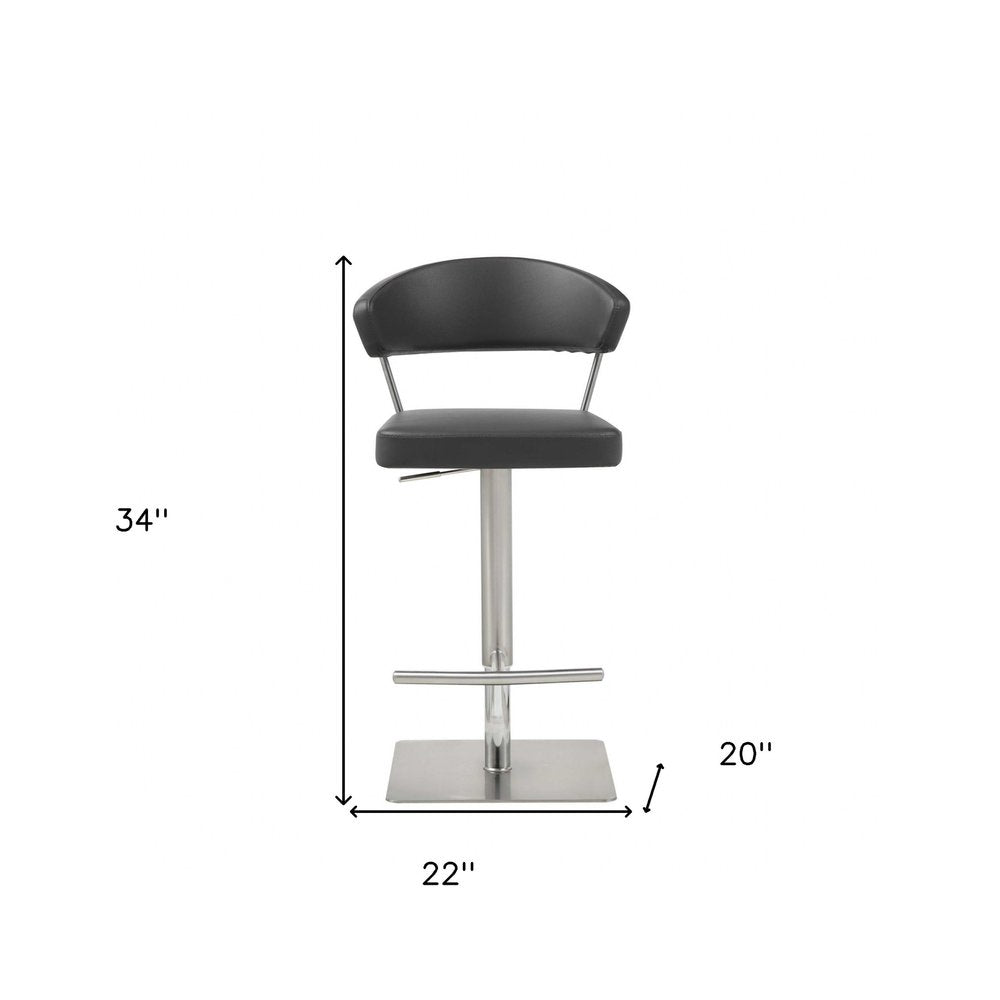 20 " Black And Silver Stainless Steel Bar Chair HomeRoots