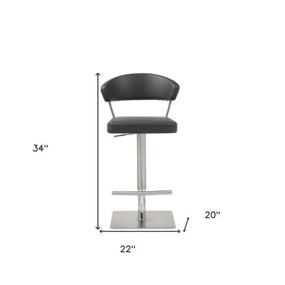 20 " Black And Silver Stainless Steel Bar Chair HomeRoots