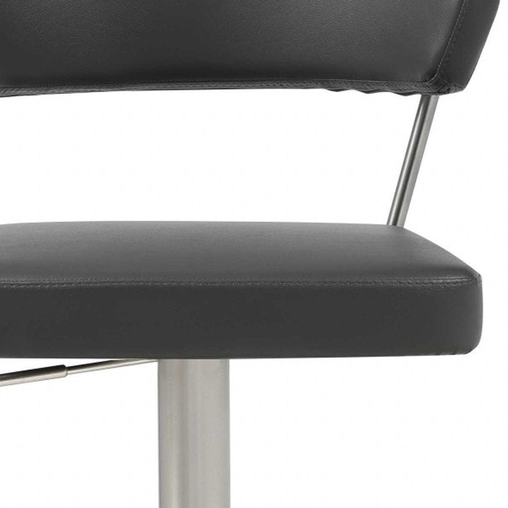 Black And Silver Faux Leather And Steel Bar Chair HomeRoots