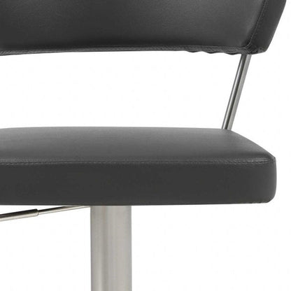 Black And Silver Faux Leather And Steel Bar Chair HomeRoots