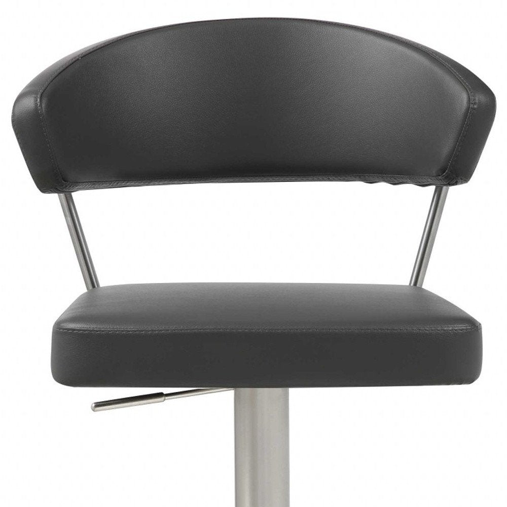 Black And Silver Faux Leather And Steel Bar Chair HomeRoots