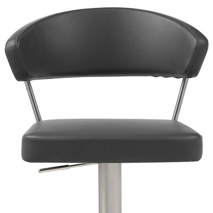 Black And Silver Faux Leather And Steel Bar Chair HomeRoots