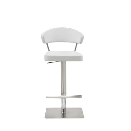 White And Silver Faux Leather And Steel Bar Chair HomeRoots