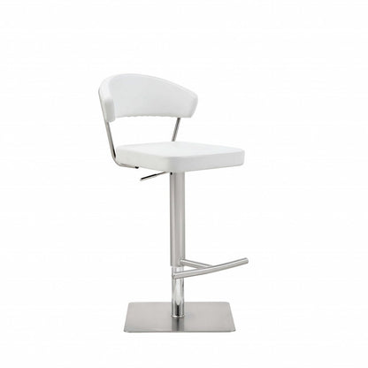 White And Silver Faux Leather And Steel Bar Chair HomeRoots