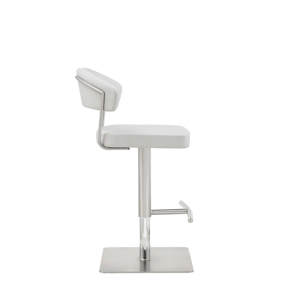 White And Silver Faux Leather And Steel Bar Chair HomeRoots