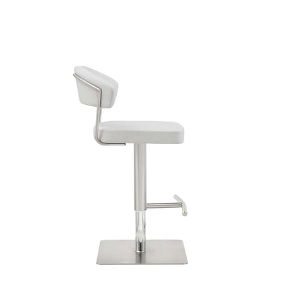 White And Silver Faux Leather And Steel Bar Chair HomeRoots