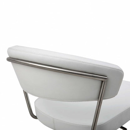 White And Silver Faux Leather And Steel Bar Chair HomeRoots