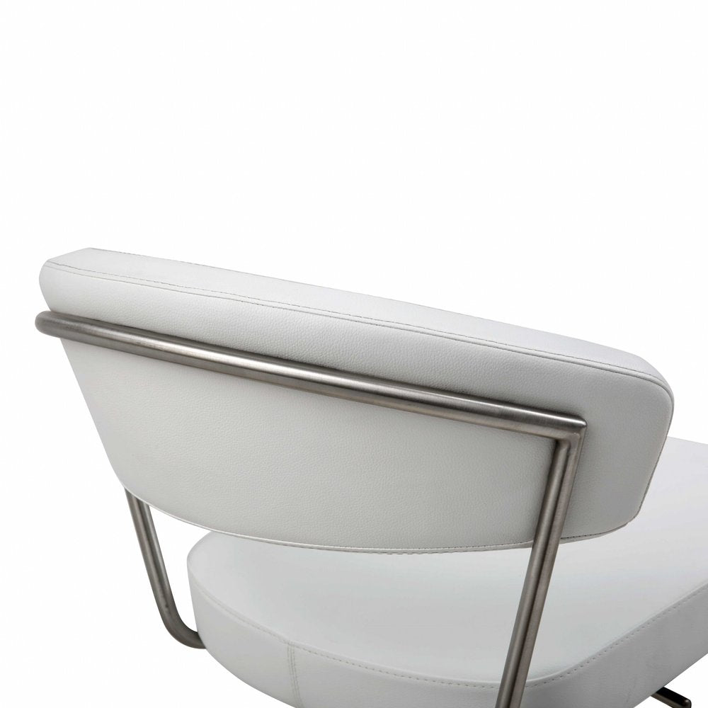 20 " White And Silver Stainless Steel Bar Chair HomeRoots