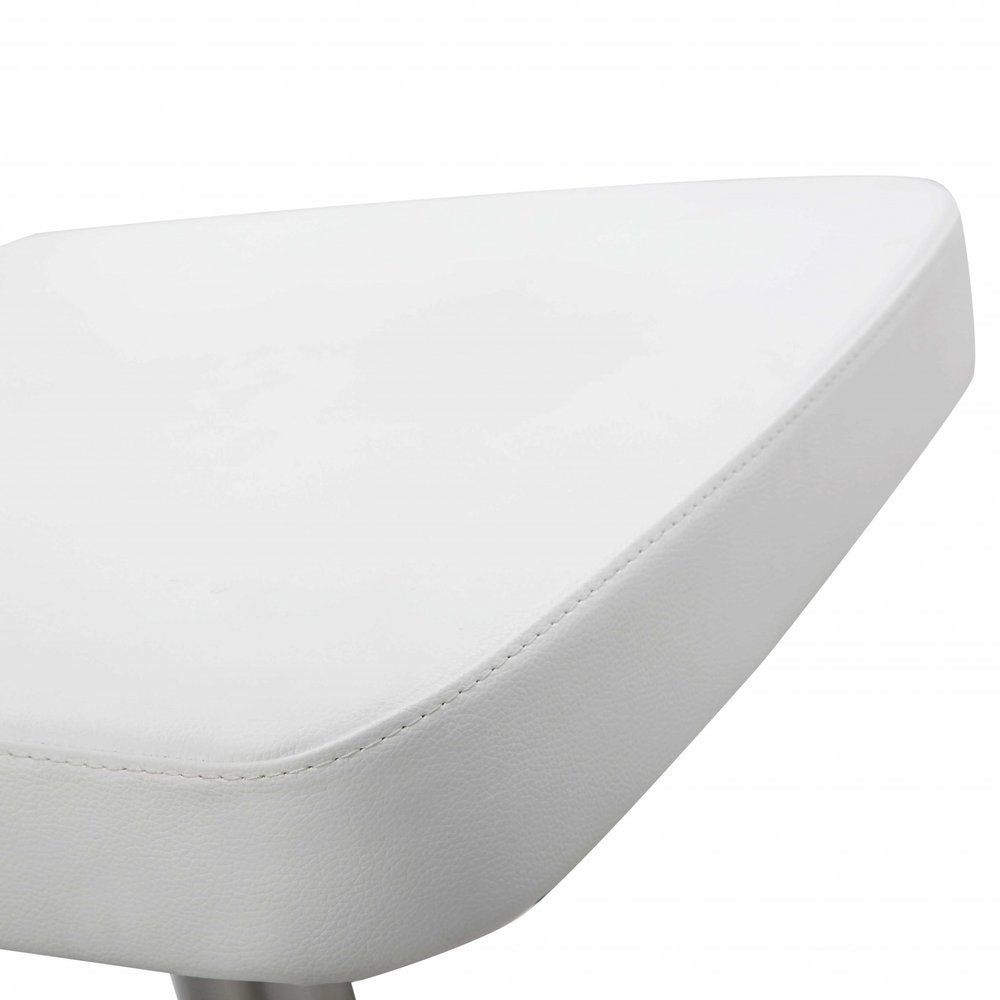 White And Silver Faux Leather And Steel Bar Chair HomeRoots