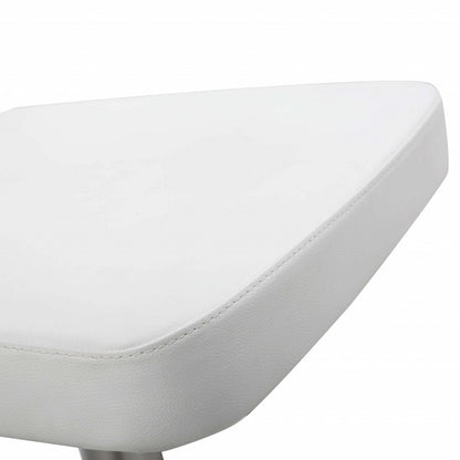 White And Silver Faux Leather And Steel Bar Chair HomeRoots