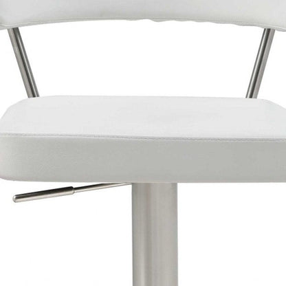 White And Silver Faux Leather And Steel Bar Chair HomeRoots