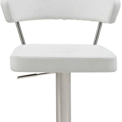 White And Silver Faux Leather And Steel Bar Chair HomeRoots