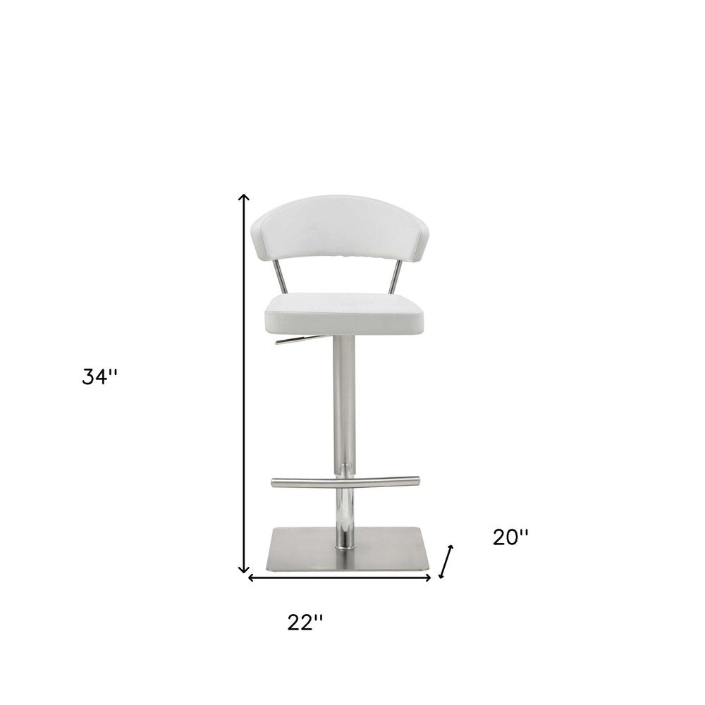 White And Silver Faux Leather And Steel Bar Chair HomeRoots