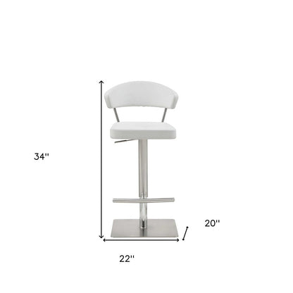 White And Silver Faux Leather And Steel Bar Chair HomeRoots