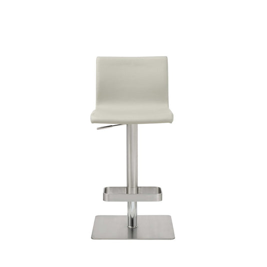 Light Gray And Silver Faux Leather And Steel Counter Height Bar Chair HomeRoots