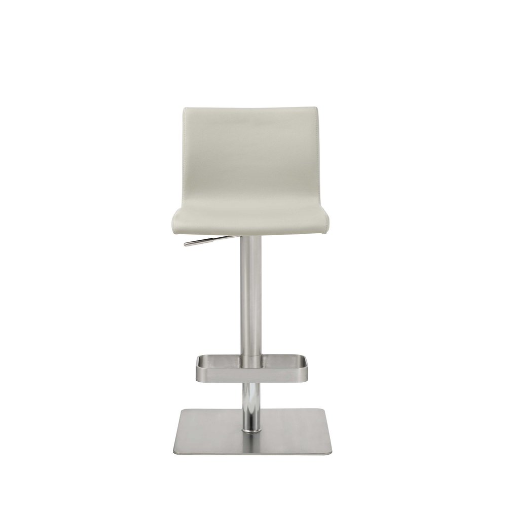 Light Gray And Silver Faux Leather And Steel Counter Height Bar Chair HomeRoots