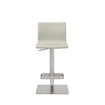 Light Gray And Silver Faux Leather And Steel Counter Height Bar Chair HomeRoots